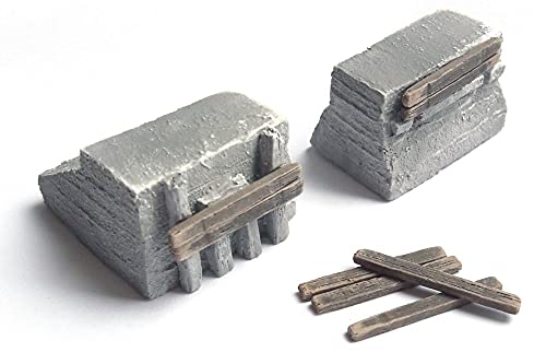 modellbahn-exklusiv Juweela 28278 - Beton-Prellbock, 2 Verschiedene Typen inkl. Loser Bahnschwellen, Spur H0, 1:87 von modellbahn-exklusiv