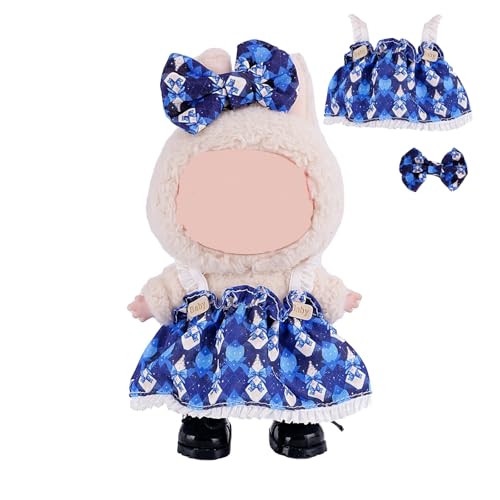 Kleidung für 17 cm große Puppe, Rock-Set für Puppen, 2-teiliges Set mit Fliege und Rock, Outfit, Premium-Mode, niedliches Kleid für 17 cm Puppenzubehör (keine Puppe) (Dunkelblau) von mofusand