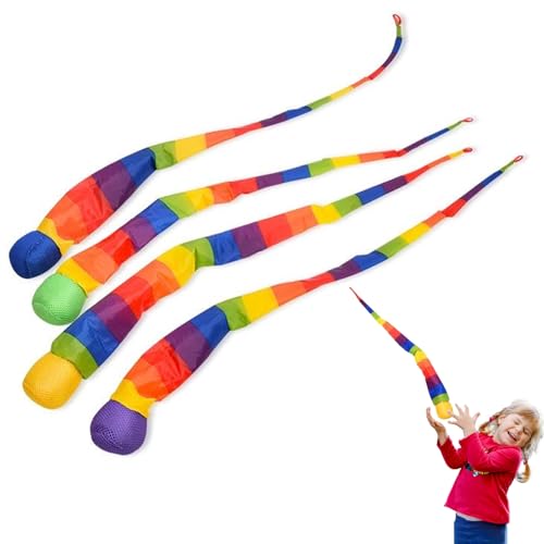 mohito Schweifball Kinder, 4 Stück Rainbow Tail Ball, Kometenball, Ballspielzeug für Kleinkinder, Sicher für den Außen- und Innenbereich, Regenbogenkometenspielzeug für Kinder mohito Schweifball Kinder, 4 Stück Rainbow Tail Ball, Kometenball, Ballspielzeug für Kleinkinder, Sicher für den Außen- und Innenbereich, Regenbogenkometenspielzeug für Kinder von mohito