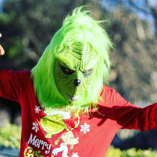MOLEZU Grüne Monster Maske Erwachsene Tiermaske Kostüm Weihnachten Cosplay Maske Halloween Maske Latex Party Cosplay Leistung Requisiten Geschenk von molezu