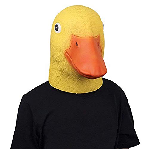 molezu Entenkopf maske Lustig Ente Maske Weihnachten Neuheit Deluxe Tierkopfmaske, Süße Entenmaske für Cosplay für Erwachsene (Gelb) von molezu