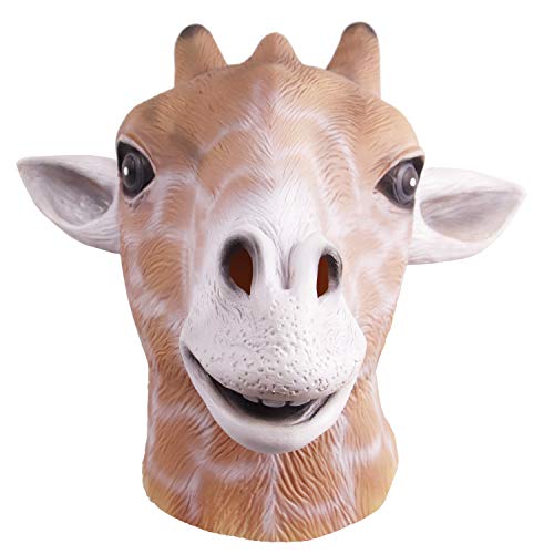 molezu Giraffe Kopf Maske, Halloween Kostüm Party Latex Tier Kopf Maske für Erwachsene von molezu