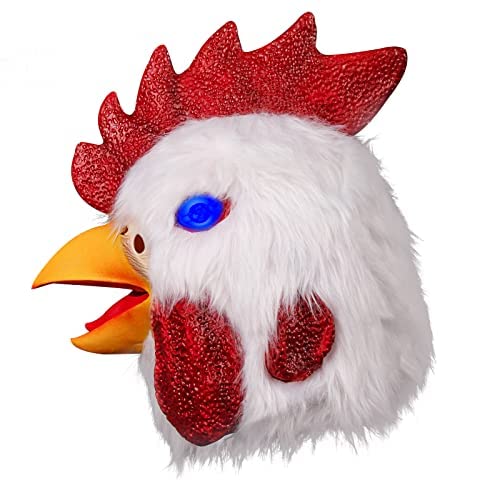 MOLEZU Glühende Hühnchen Maske Halloween Tier Kopfbedeckung Augen glühende haarige Hahn Kleid Maske von molezu