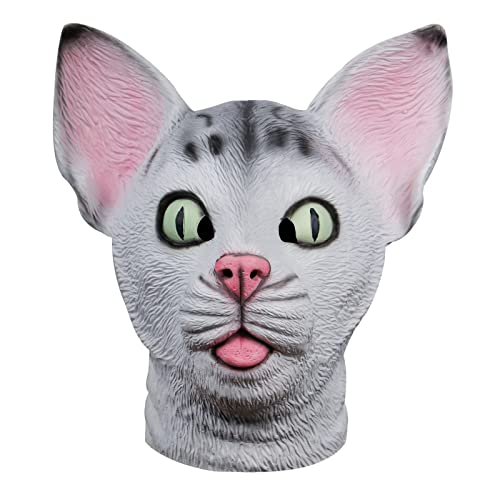 molezu Katzenmaske Latex Leopard Katzenmaske Kopfbedeckung realistische Tiermaske Halloween Party Maske von molezu