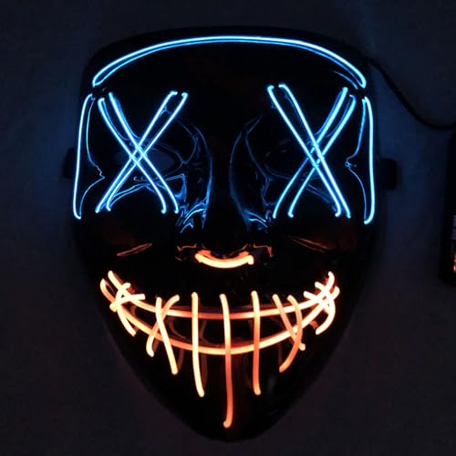 molezu LED Light Up Maske Purge Neuheit Weihnachten Maske Party Kostüm Makse Requisiten, Sicher EL Wire PVC DJs Maske Bühnenperformance, Cosplay, Geburtstag Unisex von molezu