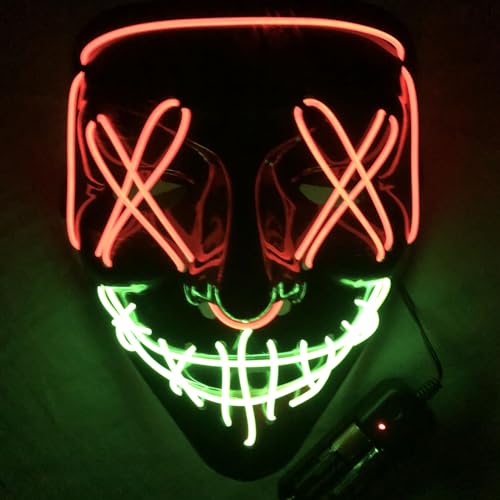 molezu LED Light Up Maske Purge Neuheit Weihnachten Maske Party Kostüm Makse Requisiten, Sicher EL Wire PVC DJs Maske Bühnenperformance,Geburtstag,Cosplay Maske Unisex von molezu