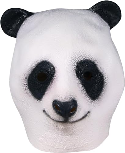 molezu Panda Maske Voller Kopf Panda Pandamaske Latex Witzig Weihnachten Maske Panda Lächelnder Gesichtsmaske Cosplay Kostüm Party Tierkopf Maske für Erwachsene Unisex von molezu