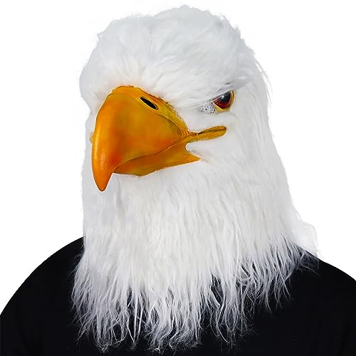 molezu Weißer Adler-Maske, Adler-Maske mit offenem Mund, Novelty Latex-Hawk-Kopfmaske Vogelmaske Cosplay Party Requisiten für Erwachsene von molezu