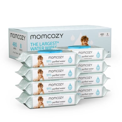 momcozy Feuchttücher, largest water wipes 480 Tücher (8 x 60 Stk) von momcozy