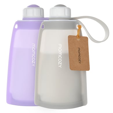 momcozy Muttermilchbeutel aus Silikon, 2 Stück lila / grau momcozy Muttermilchbeutel aus Silikon, 2 Stück lila / grau von momcozy