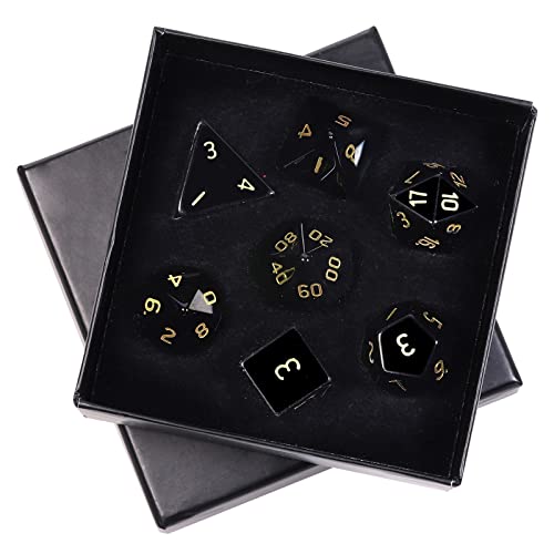 mookaitedecor 7 Stücke Kristall Polyedrische DND Würfel Set, Polierte Trommelsteine Würfel für RPG MTG Tischspiele Heim Dekoration, Obsidian mookaitedecor 7 Stücke Kristall Polyedrische DND Würfel Set, Polierte Trommelsteine Würfel für RPG MTG Tischspiele Heim Dekoration, Obsidian von mookaitedecor