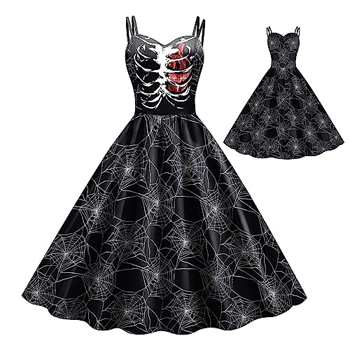 moonyan Gothic Damen Kleid - Gothic Cosplay Outfits für Frauen - Weiche Halloween-Gothic-Sling-Kleider für Damen von moonyan