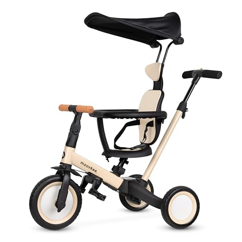 Dreirad ab 1 Jahr mit Schubstange 6in1 - Kinderdreirad mit Sonnendach - Dreirad mit Schiebestange - Fahrrad für Kinder bis 5 Jahre Dreirad ab 1 Jahr mit Schubstange 6in1 - Kinderdreirad mit Sonnendach - Dreirad mit Schiebestange - Fahrrad für Kinder bis 5 Jahre von moovkee.