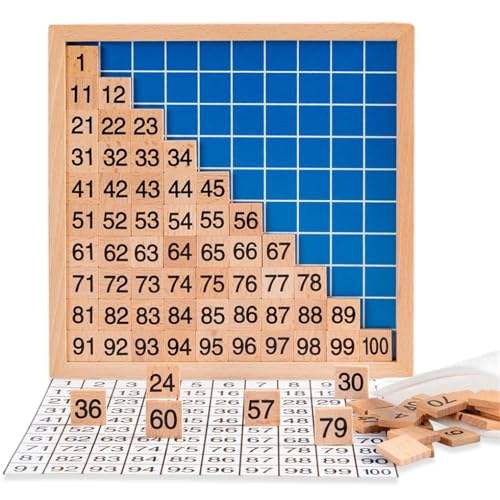 mophrati Kinder Holz Hundred Board Math Educational 1 bis 100 fortlaufendes Zählen Spielzeug Digit Early Portable Childhood Tablett von mophrati