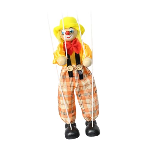 mophrati Pull Line Marionettenpuppe, Bunte Gelenkgeschenke, Handmarionettenspielzeug, interaktives Kinderübungsclown Handwerksspielzeug, Gelb von mophrati