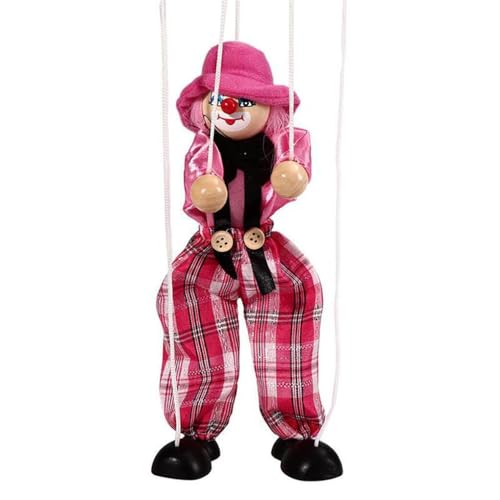 mophrati Pull Line Marionettenpuppe, Bunte Gelenkgeschenke, Handmarionettenspielzeug, interaktives Kinderübungsclown Handwerksspielzeug, Rosa von mophrati
