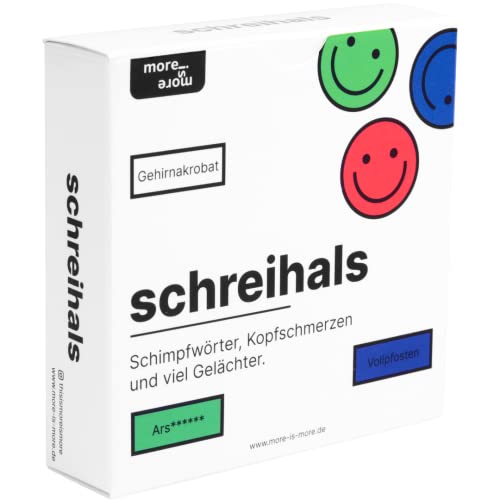 Schreihals - das Partyspiel mit Schimpfwörtern, Kopfschmerzen und viel Gelächter - Perfekt für jeden Spieleabend mit Freunden - Kartenspiel für JGA, WG Party, für Silvester oder als Geschenk Schreihals - das Partyspiel mit Schimpfwörtern, Kopfschmerzen und viel Gelächter - Perfekt für jeden Spieleabend mit Freunden - Kartenspiel für JGA, WG Party, für Silvester oder als Geschenk von more is more