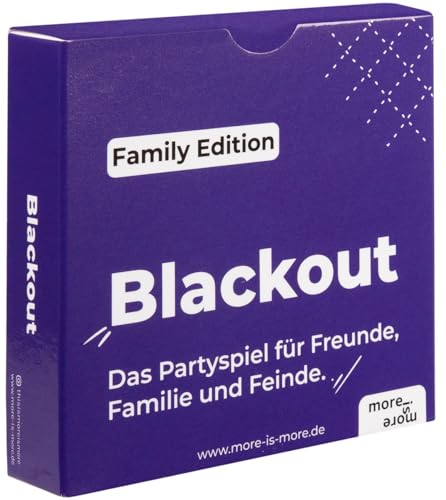 more is more Blackout - Family Edition | - das Partyspiel für Freunde, Familie und Feinde - Perfekt für jeden Spieleabend mit Freunden - Kartenspiel für JGA, WG Party, für Silvester oder als Geschenk more is more Blackout - Family Edition | - das Partyspiel für Freunde, Familie und Feinde - Perfekt für jeden Spieleabend mit Freunden - Kartenspiel für JGA, WG Party, für Silvester oder als Geschenk von more is more
