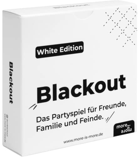 more is more Blackout - White Edition | - das Partyspiel für Freunde, Familie und Feinde - Perfekt für jeden Spieleabend mit Freunden - Kartenspiel für JGA, WG Party, für Silvester oder als Geschenk more is more Blackout - White Edition | - das Partyspiel für Freunde, Familie und Feinde - Perfekt für jeden Spieleabend mit Freunden - Kartenspiel für JGA, WG Party, für Silvester oder als Geschenk von more is more