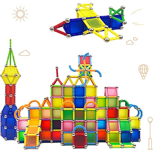 morkka 232 Stücke Puzzle Magnetische Bausteine Spielzeug Magnet BAU Bauen Kit Montessori Bildung Spielzeug für Kinder Spielen Stacking Spiel mit Magnetischen Ziegeln und Sticks von morkka