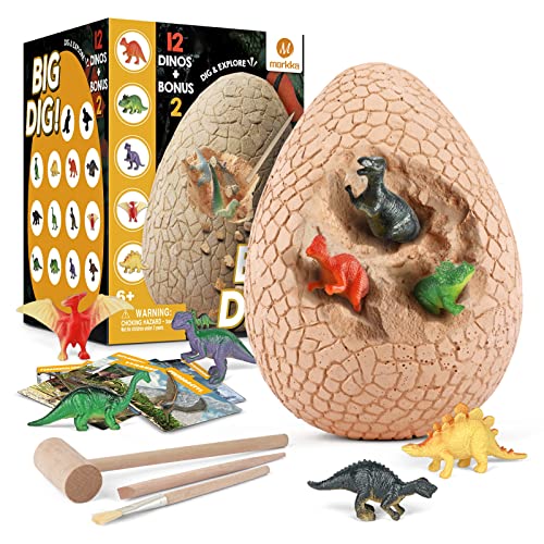 morkka 12 Stück Dinosaurier Eier Party Supplies Spielzeug Spiele Fossilien Dino Eier Dig Kit Dino Eier Ausgraben Dinosaurier Party Favors STEM Science Spielzeug für Kinder im Alter von 4 + (XX-Large) von morkka
