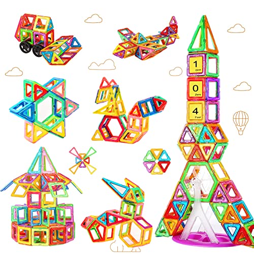 morkka Magnetische Bausteine, Magnetspielzeug Magneten Kinder Magnetbausteine Magnet Spielzeug Magnetspiele für Kinder Geschenk ab 3 4 5 6 7 8 Jahre Junge Mädchen Bauklötze Kinderspielzeug(104 pcs) von morkka