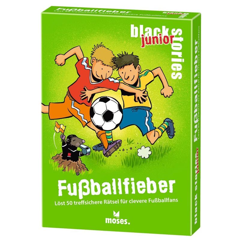 Rätselkarten BLACK STORIES JUNIOR - FUßBALLFIEBER von moses Verlag