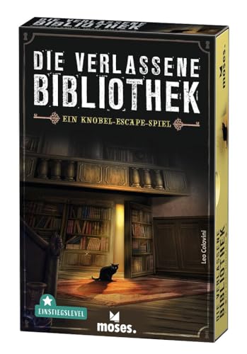 moses. Verlag GmbH 90351 Die verlassene Bibliothek | Escape Spiel in der Schachtel | Spielmaterial wieder verwendbar | Ab 12 Jahren | Für 1-4 Spieler von moses