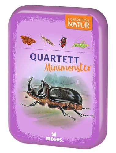 moses 9872 Expedition Natur Minimonster, Insekten-Quartett Kartenspiel für Kinder, Reisespiel in kompakter Blechdose für unterwegs, Kinderspiel ab 8 Jahren, White von moses
