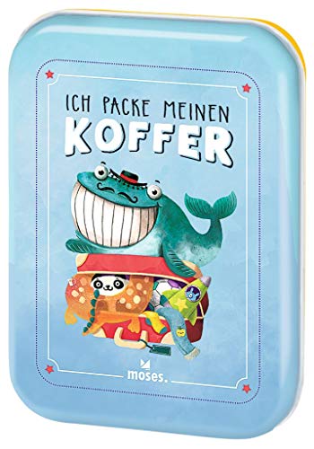 moses. Verlag GmbH 90352 Ich packe meinen Koffer | Der Spieleklassiker für Kinder ab 4 Jahren| Kinderbeschäftigung | Kartenset, Hellblau von moses