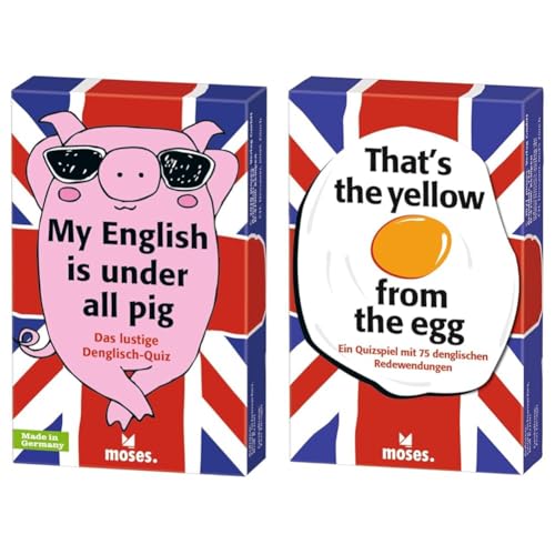 My English is under all pig: Das lustige Denglish-Quiz & That’s The Yellow from The Egg - Denglisch Quiz mit 75 Redewendungen, das Lustige und lehrreiche Kartenspiel für die ganze Familie Bunt von moses