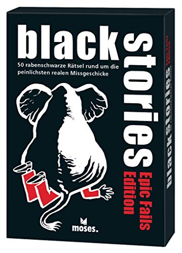black stories Epic Fails Edition | 50 rabenschwarze Rätsel rund um die peinlichsten realen Missgeschicke | Das Krimi Kartenspiel von moses