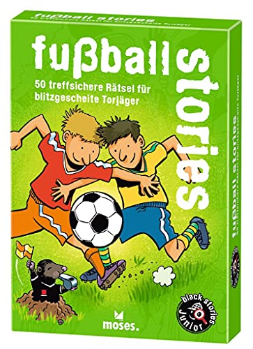 black stories Junior - fußball stories | 50 treffsichere Rätsel für blitzgescheite Torjäger | Das Rätsel Kartenspiel für Kinder ab 8 Jahren von moses