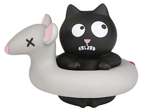 moses 27468 Ed, The Cat Badetier | 2-teiliges Badewannenspiezeug in Katzen-Form | Spritztier, schwarz, grau, S von moses