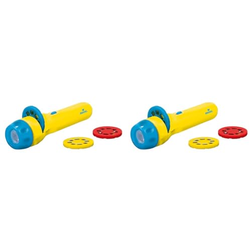 moses 38057 Kleine Diashow Projektor-Taschenlampe für Kinder, mit 8 Planeten und 16 bekannten Sternbildern, Bunt, Mittel (Packung mit 2) von moses