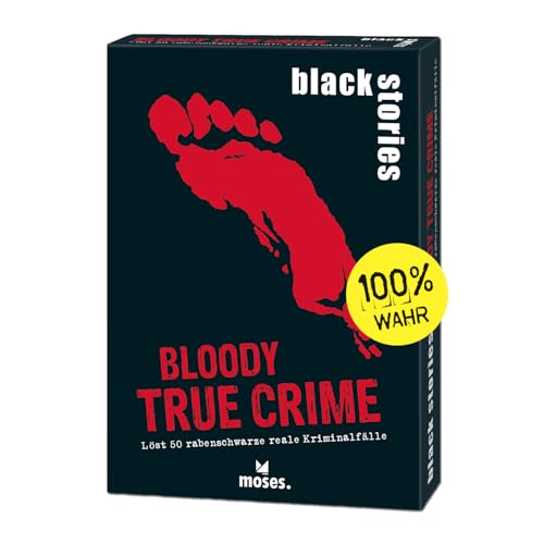 moses. Black Stories Bloody True Crime - 50 Rätsel rund um Reale Kriminalfälle, Krimi Kartenspiel mit Spielvariante und Punktechips, Rätselspiel für Jugendliche und Erwachsene moses. Black Stories Bloody True Crime - 50 Rätsel rund um Reale Kriminalfälle, Krimi Kartenspiel mit Spielvariante und Punktechips, Rätselspiel für Jugendliche und Erwachsene von moses
