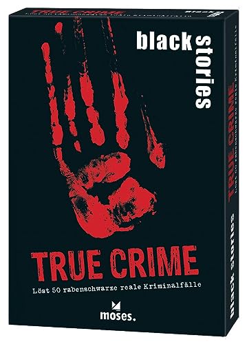 moses 90049 Black Stories True Crime-50 Rätsel rund um Reale Kriminalfälle Krimi Kartenspiel mit Spielvariante und Punktechips, Rätselspiel für Jugendliche und Erwachsene, White von moses
