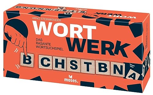 moses 90159 Wortwerk-das rasante Wortsuchspiel, Gesellschaftsspiel für Buchstaben-Akrobaten & Schnelldenker, kreatives Wortspiel für Spieleabende mit 2-5 Spieler ab 12 Jahren, White von moses