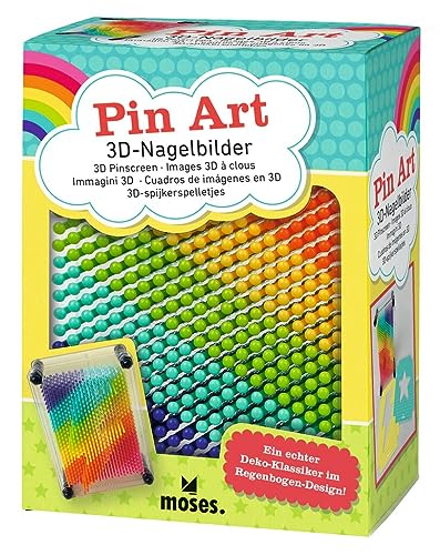 moses. 3D-Nagelbilder Regenbogen Pin Art, Nagelbrett für Kinder in Regenbogenfarben, Retrospiel mit Kunststoff Nägeln, inklusive Blitz und Stern Schablonen für beeindruckende 3D Skulpturen, Mittel von moses