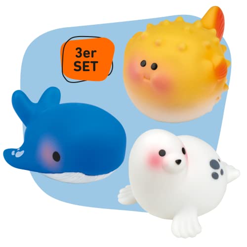 moses. 3er-Set Leuchtende Badetiere, Badewannenspielzeug-Set für Kinder ab 4 Monaten, Kugelfisch, Robbe, Wal, als Spielzeug zum Baden und Planschen … moses. 3er-Set Leuchtende Badetiere, Badewannenspielzeug-Set für Kinder ab 4 Monaten, Kugelfisch, Robbe, Wal, als Spielzeug zum Baden und Planschen … von moses