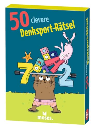 moses. 50 clevere Denksport-Rätsel – Kartenset für kluge Köpfe, spielerisches Gehirntraining mit Zahlen, Buchstaben & Formen, Denkspiel für Kinder ab 8 Jahren von moses