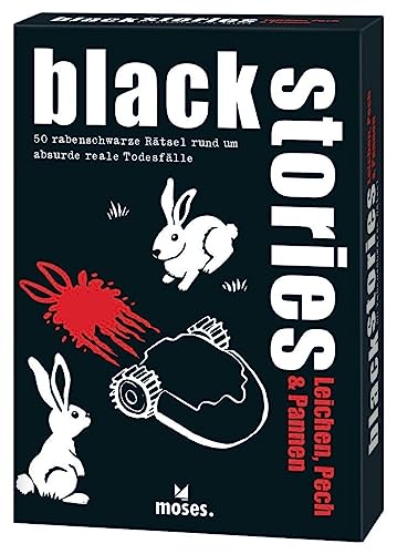 moses. 51429 Black Stories Leichen, Pech & Pannen-50 rabenschwarze Rätsel rund um absurde Reale Todesfälle-Das Krimi Kartenspiel von moses