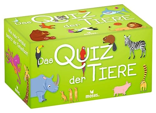 moses. 90153 Quiz, Kinder Wissensquiz mit 100 spannenden Tierfragen, Wissensspiel über das Reich der Tiere, Ratespiel für clevere Kids und Tierfreunde ab 8 Jahren, M von moses