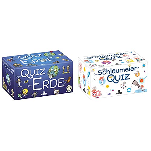 moses. 90325 Das Quiz der Erde | Kinderquiz | Für Kinder ab 8 Jahren, bunt & moses. 90208 Das Schlaumeier-Quiz | Kinderquiz | Für Kinder ab 8 Jahren von moses