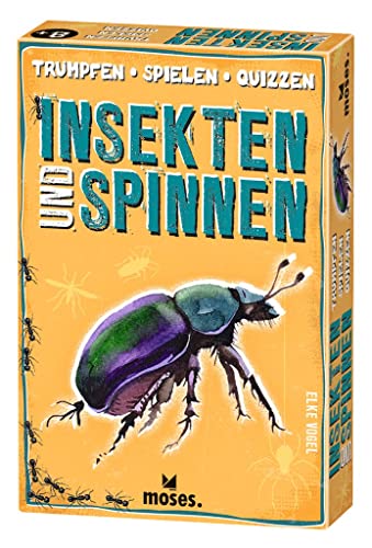 moses. 90398 Spielen – Quizzen Insekten und Spinnen, Trumpf-Kartenspiel für Kinder ab 8 Jahren, 3 in 1 Spielebox mit 50 Spielkarten, Mehrfarbig von moses