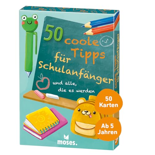 moses. 50 Coole Tipps für Schulanfänger (und alle, die es Werden wollen), Kartenset für einen erfolgreichen Schulstart, Einschulung und für die Schultüte, ab 5 Jahren von moses