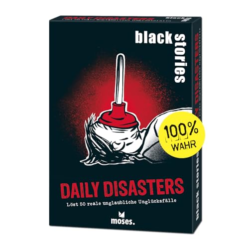 moses. Black Stories Daily Disasters - 50 Rätsel rund um Reale Unglücksfälle, Krimi Kartenspiel mit Spielvariante und Punktechips, Rätselspiel für Jugendliche und Erwachsene moses. Black Stories Daily Disasters - 50 Rätsel rund um Reale Unglücksfälle, Krimi Kartenspiel mit Spielvariante und Punktechips, Rätselspiel für Jugendliche und Erwachsene von moses