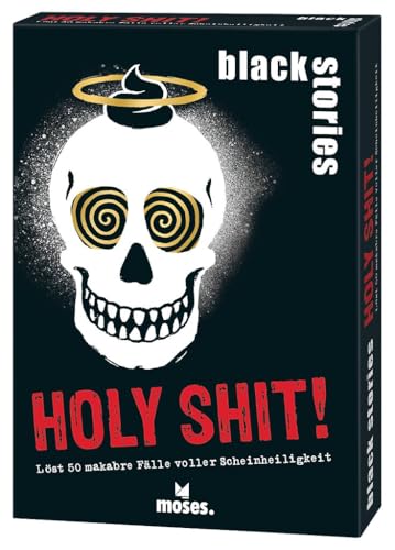 moses. Black Stories Holy Shit! 50 makabre Fälle voller Scheinheiligkeit – rabenschwarzes Rätselspiel rund um absurde & wahre Religionsfällen zum Mitraten, für 2 und mehr Spielende ab 12 Jahren von moses