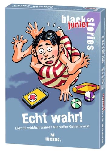 moses. black stories junior Echt wahr! - 50 Rätsel mit wahren Fällen voller Geheimnisse, Rätsel Kartenspiel mit Spielvariante und Punktechips, Rätselspiel für Kinder ab 8 Jahren von moses