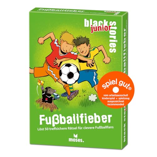 moses. Black Stories Junior Fußballfieber - 50 treffsichere Rätsel für clevere Fußballfans, Das Rätsel Kartenspiel Zwei Spielvarianten, Rätselspiel für Kinder ab 8 Jahren moses. Black Stories Junior Fußballfieber - 50 treffsichere Rätsel für clevere Fußballfans, Das Rätsel Kartenspiel Zwei Spielvarianten, Rätselspiel für Kinder ab 8 Jahren von moses